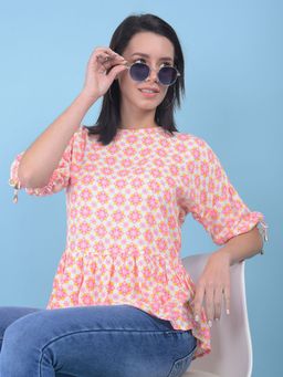 CRIMSOUNE CLUB - Womens Printed Pink Top