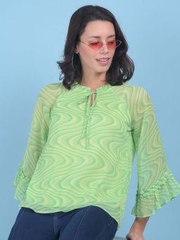 CRIMSOUNE CLUB - Womens Green Abstract Print Top
