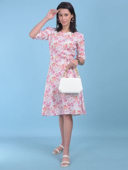 CRIMSOUNE CLUB - Womens White Floral Print A-Line Dress (Set of 2)