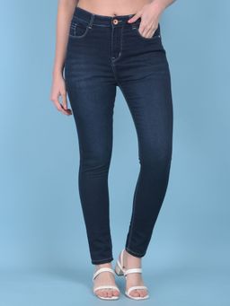 CRIMSOUNE CLUB - Womens Navy Blue Skinny Jeans