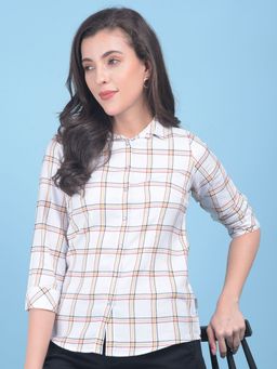 CRIMSOUNE CLUB - Womens White Plain Check Shirt