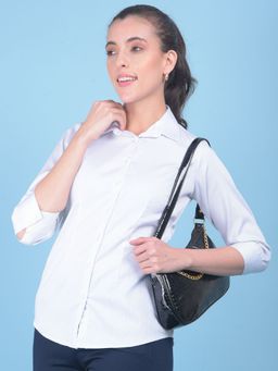 CRIMSOUNE CLUB - Womens White Vertical Striped Shirt