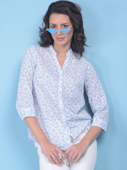 CRIMSOUNE CLUB - Womens Blue Floral Print Shirt
