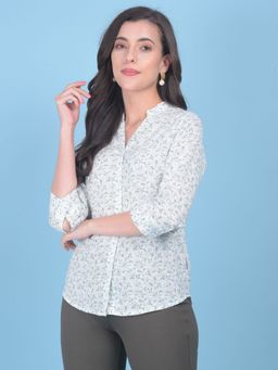 CRIMSOUNE CLUB - Womens Green Floral Print Shirt