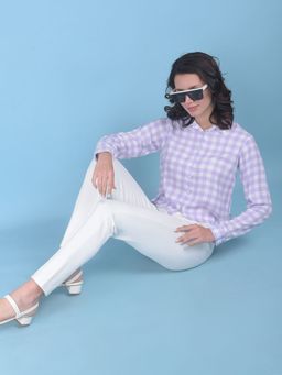 CRIMSOUNE CLUB - Womens Purple Plain Check Shirt