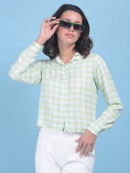 CRIMSOUNE CLUB - Womens Green Plain Check Shirt