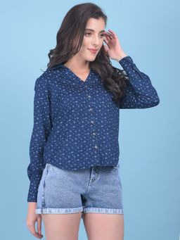 CRIMSOUNE CLUB - Womens Printed Navy Blue Shirt