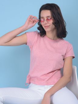 CRIMSOUNE CLUB - Womens Pink Printed Cotton T-Shirt