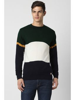 Peter England - Men Multi Colorblock Round Crew Neck Sweater