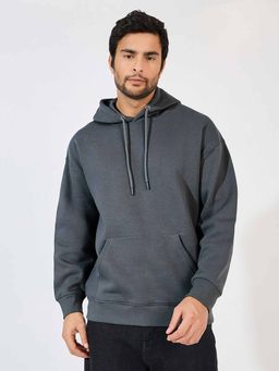 Styli - Men Boxy Fit Solid Heavy Weight Fleece Hoodie