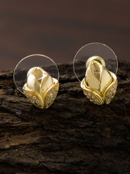 E2O - Gold Plated White Stone Studded Earring