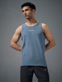 Technosport - Men Blue Jacquard Slim Fit Sports Vest