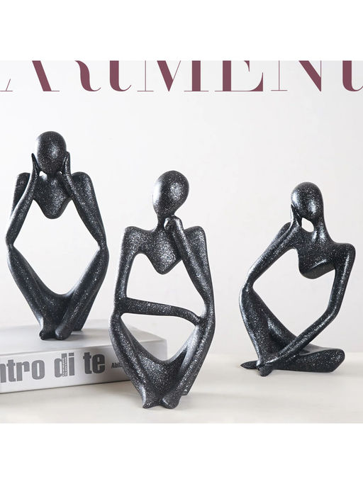 The Artment Silver Abstract Thought Thinker Accents Set Of 3 (6/12 Inches)