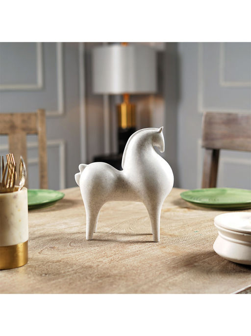 The Artment Decorative Curvatura Equestrian Marble Finish Horse Showpiece Table (6/12 Inches)