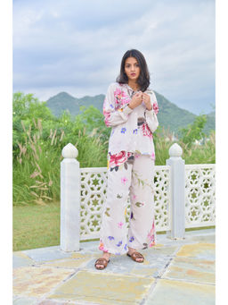 Oodeypore - Women Modal Floral Off White Co-Ord Set