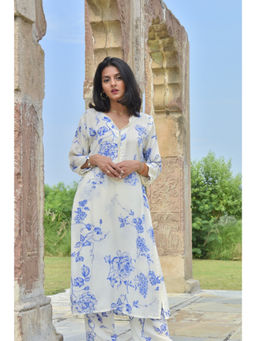 Oodeypore - Women Modal Floral Off White Kurta