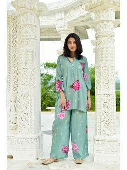 Oodeypore - Women Modal Floral Green Co-Ord Set