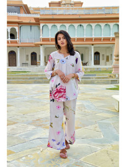 Oodeypore - Women Modal Floral Off White Co-Ord Set