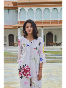 Oodeypore - Women Modal Floral Off White Kurti