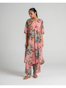 The Rune Studio - Women Muslin Silk Floral Pink Co-Ord Set