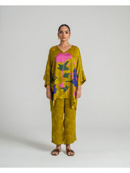 The Rune Studio - Women Satin Printed Yellow Co-Ord Set