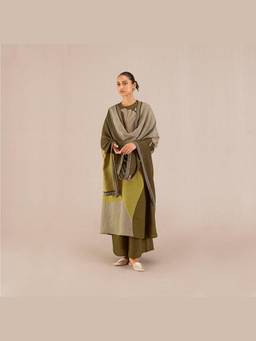 AMPM - Noah Olive Kurta with Palazzo and Dupatta