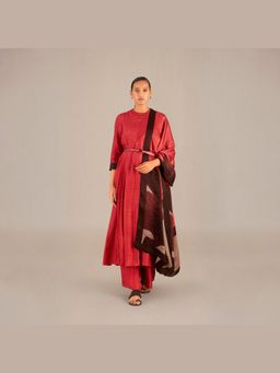 AMPM - Rafa Red Kurta with Palazzo, Belt and Dupatta