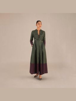 AMPM - Olive Zahra Kurta and Pant with Jacket and Belt Set
