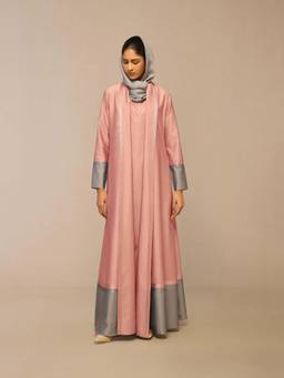 AMPM - Pink Suhoor Maxi Ethnic Dress and Scarf with Jacket