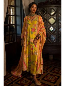 Paulmi & Harsh - Women's Yellow Embroidered Kurta With Pant And Dupatta