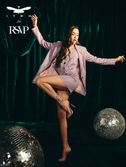 RSVP by Nykaa Fashion - Lavender Rhinestone Embellished Lapel Collar Tailored Blazer