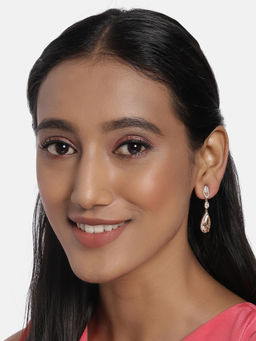 Accessher - Gold-Plated Ad Studded Handcrafted Tear Shaped Drop Earrings For Women & Girls