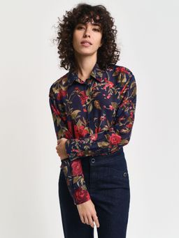 GANT - Women Blue Printed Spread Collar Full Sleeves Shirt