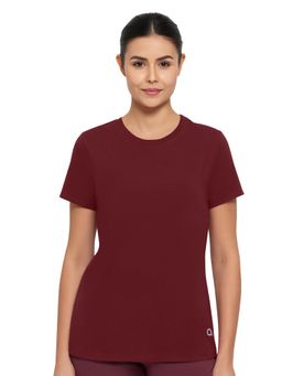 Amante - Essential Solid Crew Neck Short Sleeve T-Shirt-Maroon