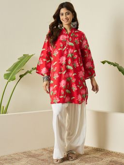 InWeave - Red Lotus Print Kurti and Salwar