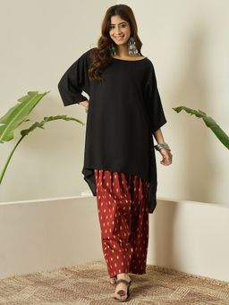 InWeave - Black Boat Neck Kurti and Salwar