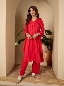 InWeave - Red Kurta and Pant