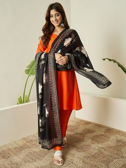 InWeave - Orange Kurta and Pant with Dupatta