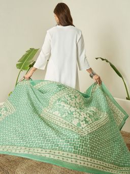 InWeave - White Kurta and Palazzo with Dupatta