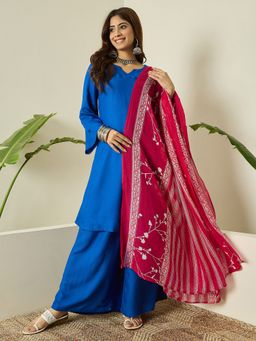 InWeave - Ink Blue Kurta and Palazzo with Dupatta