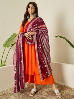 InWeave - Orange Kurta and Palazzo with Dupatta
