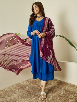 InWeave - Blue Kurta and Palazzo with Dupatta