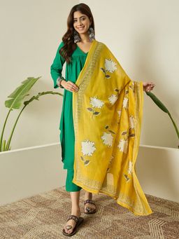 InWeave - Green Kurta and Palazzo with Dupatta