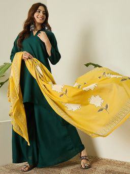 InWeave - Green Kurta and Palazzo with Dupatta