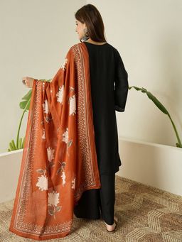 InWeave - Black Kurta and Palazzo with Dupatta