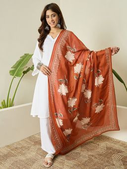 InWeave - White Kurta and Palazzo with Dupatta