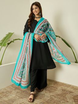 InWeave - Black Kurta and Palazzo with Dupatta