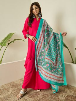 InWeave - Pink Kurta and Palazzo with Dupatta