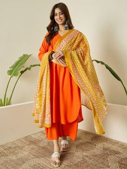 InWeave - Orange Kurta and Palazzo with Dupatta