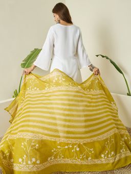 InWeave - White Kurta and Palazzo with Dupatta